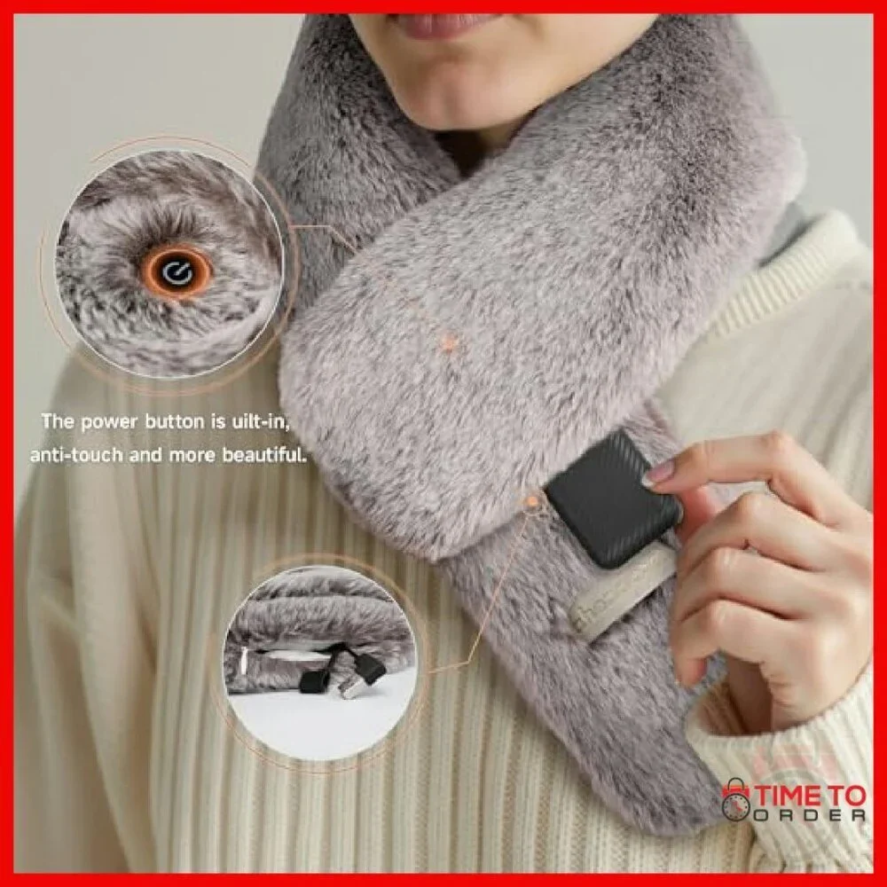 Heated Scarf with 3 Heat Settings, Portable Neck Warmer, 4000mAh Power Bank